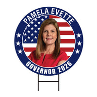 Pamela Evette For South Carolina Governor 2026 Yard Sign, Corrugated Governor Elections Race Red White & Blue Yard Sign with Metal H-Stake