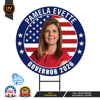 Pamela Evette For South Carolina Governor 2026 Yard Sign, Corrugated Governor Elections Race Red White & Blue Yard Sign with Metal H-Stake