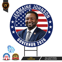 Jermaine Johnson For South Carolina Governor 2026 Yard Sign, Corrugated Governor Elections Race Red White Blue Yard Sign with Metal H-Stake