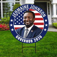 Jermaine Johnson For South Carolina Governor 2026 Yard Sign, Corrugated Governor Elections Race Red White Blue Yard Sign with Metal H-Stake