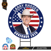 Larry Rhoden For South Dakota Governor 2026 Yard Sign, Corrugated Governor Elections Race Red White & Blue Yard Sign with Metal H-Stake