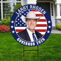 Larry Rhoden For South Dakota Governor 2026 Yard Sign, Corrugated Governor Elections Race Red White & Blue Yard Sign with Metal H-Stake