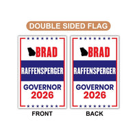 Brad Raffensperger For Georgia Governor 2026 Garden Flag, Double Sided, 2026 Governor Flag, Elections Flag, Race Red White & Blue Flag