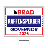 Brad Raffensperger For Georgia Governor 2026 Yard Sign, Corrugated Governor Elections Race Red White & Blue Yard Sign with Metal H-Stake
