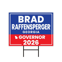 Brad Raffensperger For Georgia Governor 2026 Yard Sign, Corrugated Governor Elections Race Red White & Blue Yard Sign with Metal H-Stake