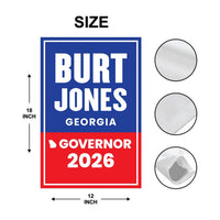 Burt Jones For Georgia Governor 2026 Garden Flag, Double Sided, 2026 Governor Flag, Republican, Elections Flag, Race Red White & Blue Flag
