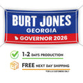 Burt Jones For Georgia U.S. Governor Banner Sign, 13 oz Waterproof US Governor Election 2026 Vinyl Banner With Metal Grommets