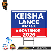 Keisha Lance Bottoms For Georgia Governor 2026 Yard Sign, Corrugated Governor Elections Race Red White & Blue Yard Sign with Metal H-Stake
