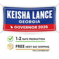 Keisha Lance Bottoms For Georgia U.S. Governor Banner Sign, 13 oz Waterproof US Governor Election 2026 Vinyl Banner With Metal Grommets