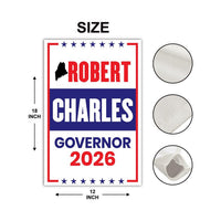 Robert B. Charles For Maine Governor 2026 Garden Flag, Double Sided, 2026 Governor Flag, Elections Flag, Race Red White & Blue Flag