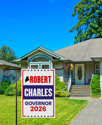 Robert B. Charles For Maine Governor 2026 Garden Flag, Double Sided, 2026 Governor Flag, Elections Flag, Race Red White & Blue Flag