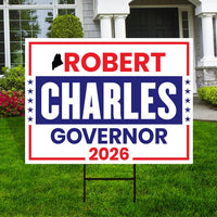 Robert B. Charles For Maine Governor 2026 Yard Sign, Corrugated Plastic Governor Elections Race Red White Blue Yard Sign with Metal H-Stake