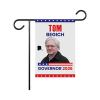 Tom Begich For Alaska Governor 2026 Garden Flag, Double Sided, 2026 Governor Flag, Elections Flag, Race Red White & Blue Flag