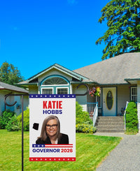 Katie Hobbs For Arizona Governor 2026 Garden Flag, Double Sided, 2026 Governor Flag, Democratic, Elections Flag, Race Red White & Blue Flag