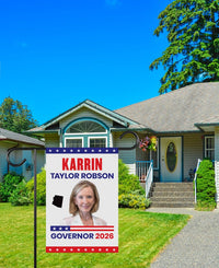 Karrin Taylor Robson For Arizona Governor 2026 Garden Flag, Double Sided, 2026 Governor Flag, Elections Flag, Race Red White & Blue Flag