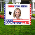 Karrin Taylor Robson For Arizona Governor 2026 Yard Sign, Corrugated Governor Elections Race Red White & Blue Yard Sign with Metal H-Stake