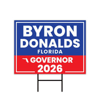 Byron Donalds For Florida Governor 2026 Yard Sign, Corrugated Plastic Governor Elections Race Red White & Blue Yard Sign with Metal H-Stake