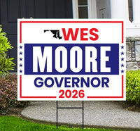 Wes Moore For Maryland Governor 2026 Yard Sign, Corrugated Plastic Governor Elections Race Red White & Blue Yard Sign with Metal H-Stake