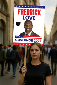 Fredrick Love For Arkansas Governor 2026 Election Sign, Political Campaign Sign, Democratic party, Governor Election 2026 Race Poster Sign
