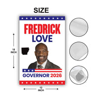 Fredrick Love For Arkansas Governor 2026 Garden Flag, Double Sided, 2026 Governor Flag, Democrate, Elections Flag, Race Red White Blue Flag