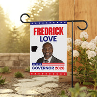 Fredrick Love For Arkansas Governor 2026 Garden Flag, Double Sided, 2026 Governor Flag, Democrate, Elections Flag, Race Red White Blue Flag