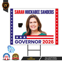 Sarah Huckabee Sanders For Arkansas Governor 2026 Yard Sign, Corrugated Governor Elections Race Red White Blue Yard Sign with Metal H-Stake