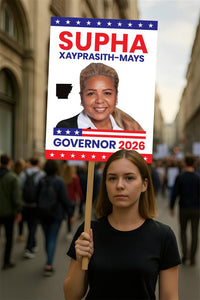 Supha Mays For Arkansas Governor 2026 Election Sign, Political Campaign Sign, Democratic party, Governor Election 2026 Race Poster Sign