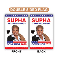 Supha Xayprasith-Mays For Arkansas Governor 2026 Garden Flag, Double Sided, 2026 Governor Flag, Elections Flag, Race Red White Blue Flag