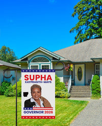Supha Xayprasith-Mays For Arkansas Governor 2026 Garden Flag, Double Sided, 2026 Governor Flag, Elections Flag, Race Red White Blue Flag