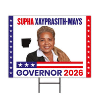 Supha Xayprasith-Mays For Arkansas Governor 2026 Yard Sign, Corrugated Governor Elections Race Red White & Blue Yard Sign with Metal H-Stake