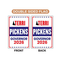 Terri Pickens For Idaho Governor 2026 Garden Flag, Double Sided, 2026 Governor Flag, Democrate, Elections Flag, Race Red White & Blue Flag
