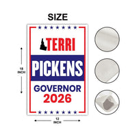 Terri Pickens For Idaho Governor 2026 Garden Flag, Double Sided, 2026 Governor Flag, Democrate, Elections Flag, Race Red White & Blue Flag