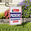 Terri Pickens For Idaho Governor 2026 Garden Flag, Double Sided, 2026 Governor Flag, Democrate, Elections Flag, Race Red White & Blue Flag