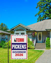 Terri Pickens For Idaho Governor 2026 Garden Flag, Double Sided, 2026 Governor Flag, Democrate, Elections Flag, Race Red White & Blue Flag