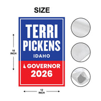 Terri Pickens For Idaho Governor 2026 Garden Flag, Double Sided, 2026 Governor Flag, Democrate, Elections Flag, Race Red White & Blue Flag