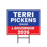 Terri Pickens For Idaho Governor 2026 Yard Sign, Corrugated Plastic Governor Elections Race Red White & Blue Yard Sign with Metal H-Stake