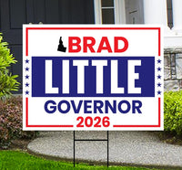 Brad Little For Idaho Governor 2026 Yard Sign, Corrugated Plastic Governor Elections Race Red White & Blue Yard Sign with Metal H-Stake