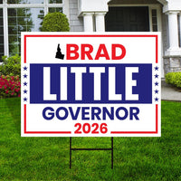 Brad Little For Idaho Governor 2026 Yard Sign, Corrugated Plastic Governor Elections Race Red White & Blue Yard Sign with Metal H-Stake