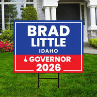 Brad Little For Idaho Governor 2026 Yard Sign, Corrugated Plastic Governor Elections Race Red White & Blue Yard Sign with Metal H-Stake