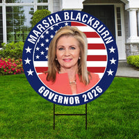 Marsha Blackburn For Tennessee Governor 2026 Yard Sign, Corrugated Governor Elections Race Red White & Blue Yard Sign with Metal H-Stake