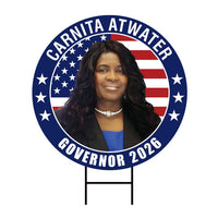 Carnita Atwater For Tennessee Governor 2026 Yard Sign, Corrugated Governor Elections Race Red White & Blue Yard Sign with Metal H-Stake