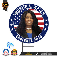 Carnita Atwater For Tennessee Governor 2026 Yard Sign, Corrugated Governor Elections Race Red White & Blue Yard Sign with Metal H-Stake