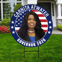 Carnita Atwater For Tennessee Governor 2026 Yard Sign, Corrugated Governor Elections Race Red White & Blue Yard Sign with Metal H-Stake