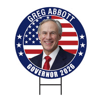Greg Abbott For Texas Governor 2026 Yard Sign, Corrugated Plastic Governor Elections Race Red White & Blue Yard Sign with Metal H-Stake