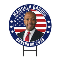 Mandela Barnes For Wisconsin Governor 2026 Yard Sign, Corrugated Plastic Governor Elections Race Red White Blue Yard Sign with Metal H-Stake