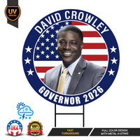 David Crowley For Wisconsin Governor 2026 Yard Sign, Corrugated Plastic Governor Elections Race Red White Blue Yard Sign with Metal H-Stake