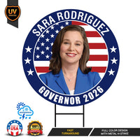 Sara Rodriguez For Wisconsin Governor 2026 Yard Sign, Corrugated Plastic Governor Elections Race Red White Blue Yard Sign with Metal H-Stake