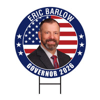 Eric Barlow For Wyoming Governor 2026 Yard Sign, Corrugated Plastic Governor Elections Race Red White & Blue Yard Sign with Metal H-Stake