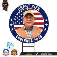Brent Bien For Wyoming Governor 2026 Yard Sign, Corrugated Plastic Governor Elections Race Red White & Blue Yard Sign with Metal H-Stake
