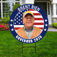 Brent Bien For Wyoming Governor 2026 Yard Sign, Corrugated Plastic Governor Elections Race Red White & Blue Yard Sign with Metal H-Stake